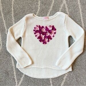 Design History Cream Sweater with Floral Heart Girls Size 4